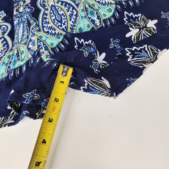 Kori America White Navy Blue Romper Off The Shoulder Tie Paisley Rayon Sz M - Picture 16 of 16